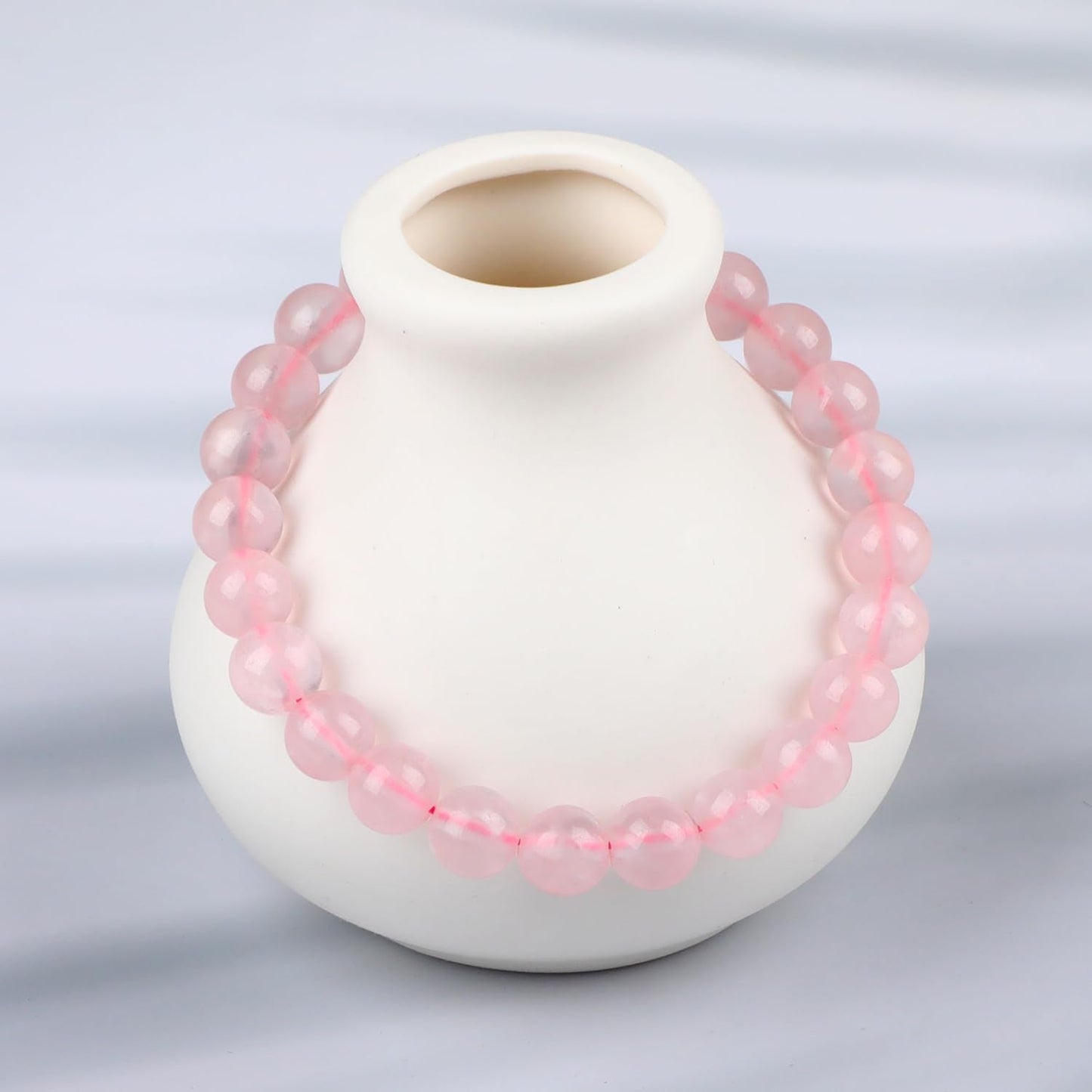 LPBeads Handmade Natural Gemstone Stretch Elastic 8mm Rose Quartz Bracelet Healing Crystal Round Stone Beads Jewelry Gifts for Women Men