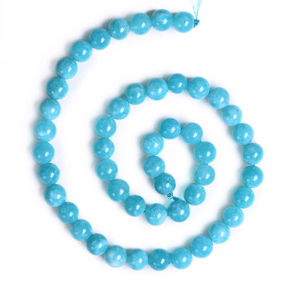 PLTbeads Gorgeous Blue Amazonite Dyed Jade Natural Gemstone Loose Beads 10mm Smooth Round Approxi 15 inch DIY Bracelet Necklace For Jewelry Making