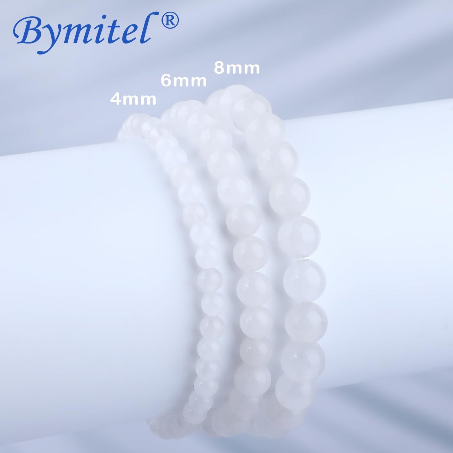 Bymitel 6mm White Jade - Handmade Reiki Gemstone Stretch Bracelet, Natural Beauty & Spiritual Essence, Crystal Healing for Unisex Adults