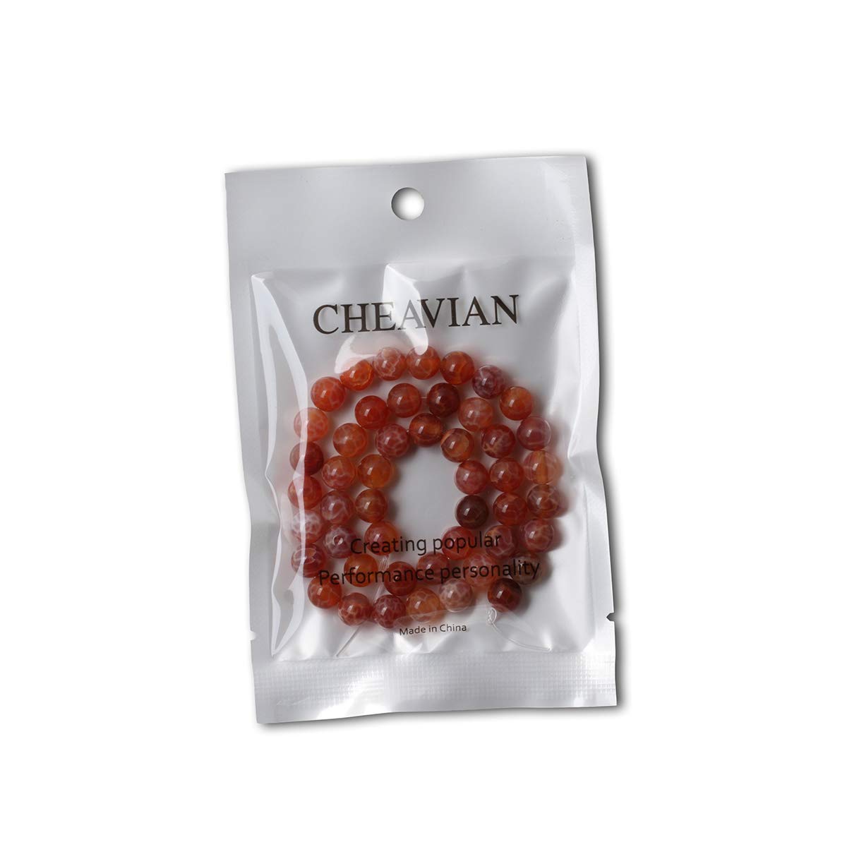 CHEAVIAN 45PCS 8mm Natural Red Dragon Vein Agate Round Loose Beads for Jewelry Making 1 Strand 15 inch