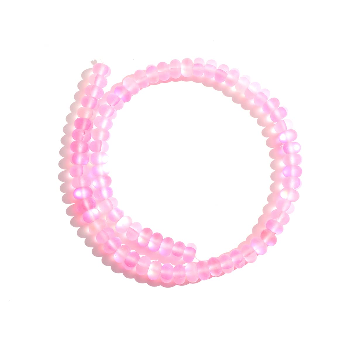 4×6mm Pink Matte Aurora Crystal Glass Beads Loose Rondelle Disc Beads Frosted Moonstone for Jewelry Making