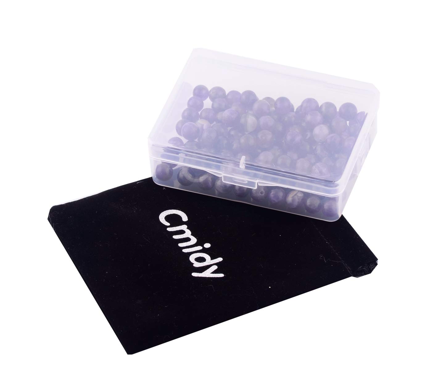 Natural Stone Beads 100pcs Round Genuine Real Stone Beading Loose Gemstones Hole Size 1mm DIY Smooth Bead for Bracelet Necklace Earrings Jewelry Making (Amethyst Purple, 6mm)