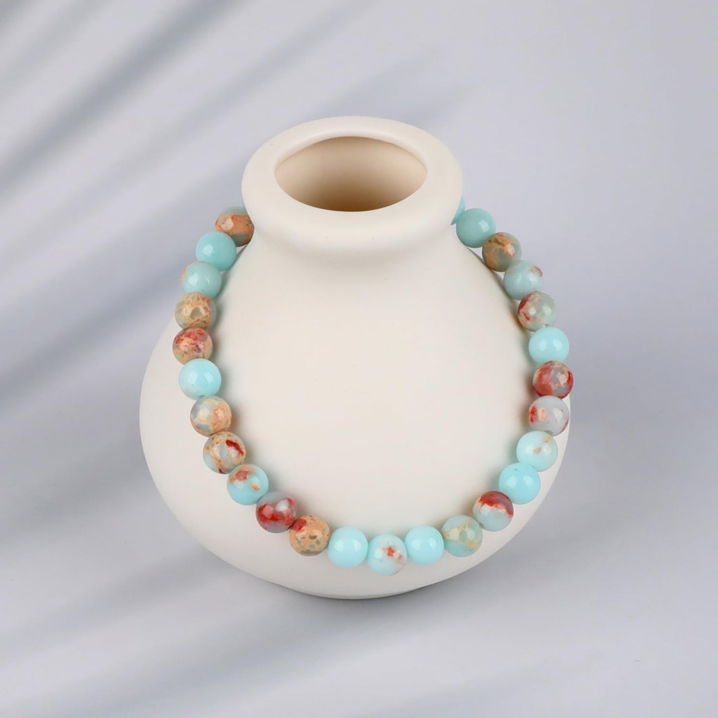 LPBeads Handmade Natural Gemstone Stretch Elastic 6mm Imperial Jasper Bracelet Healing Crystal Round Stone Beads Jewelry Gifts for Women Men