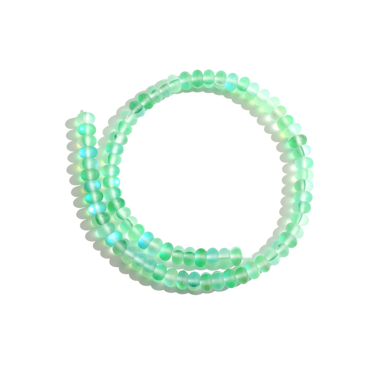 4×6mm Green Matte Aurora Crystal Glass Beads Loose Rondelle Disc Beads Frosted Moonstone for Jewelry Making
