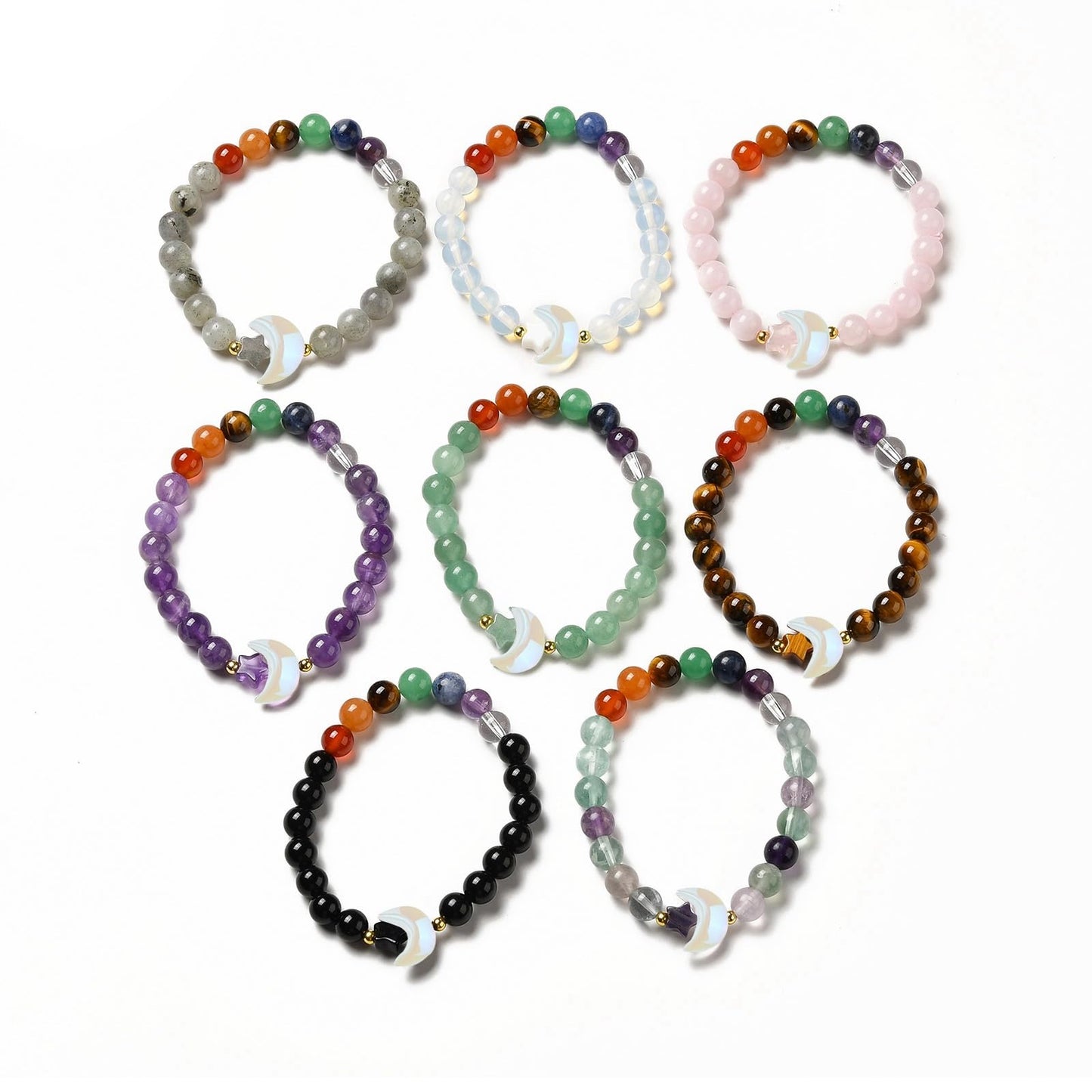 LiQunSweet 100 Pcs Handmade Lampwork White Glass Beads Celestial Crescent Moon Loose Spacer Beads for DIY Jewelry Making and Crafting