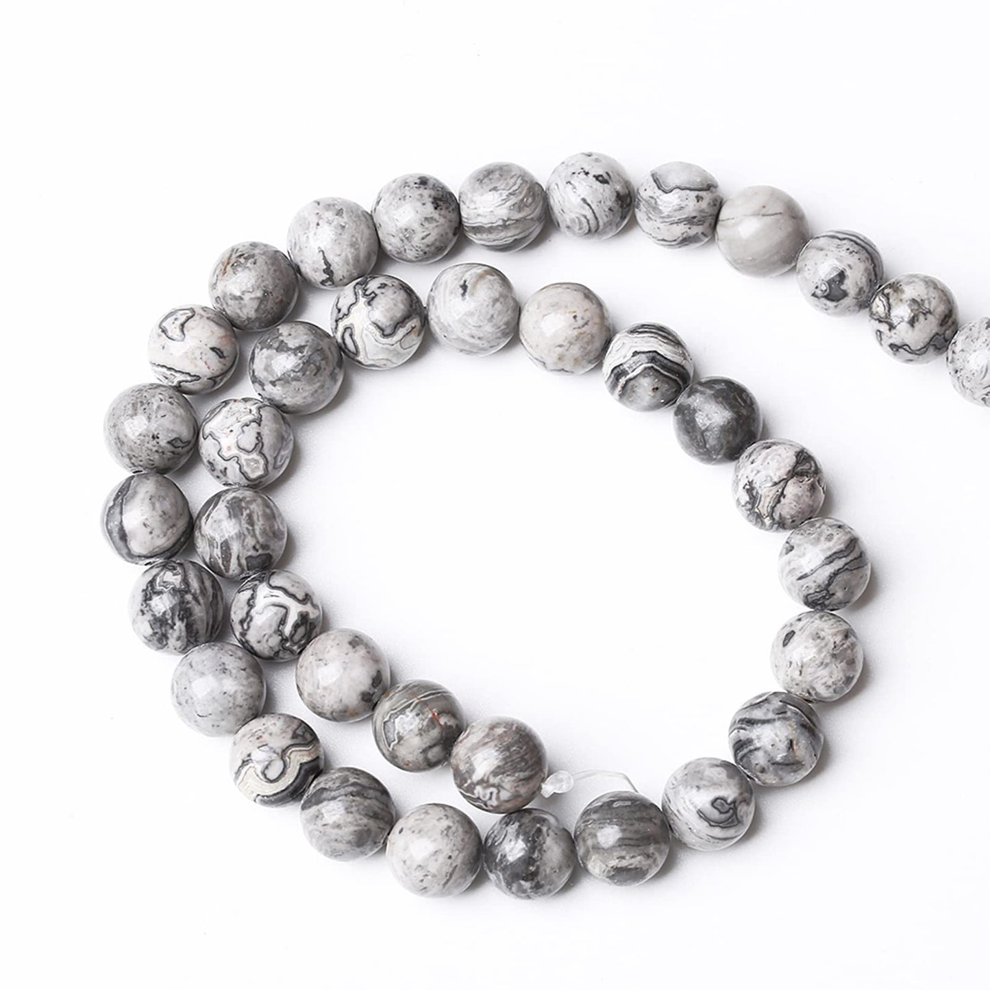 6MM 60PCS Natural Stone Map Jasper Loose Beads for Jewelry Making DIY Bracelet