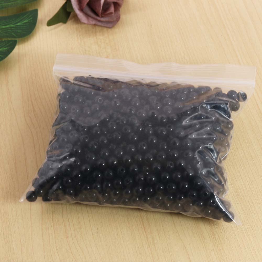 Pamir Tong 600PCS Black Glass Round Beads Bulk, Imitative Jade Beads, Lava Beads, Bracelet Loose Beads for Jewelry Making Earring, Necklaces, and DIY Crafts (8mm Black)