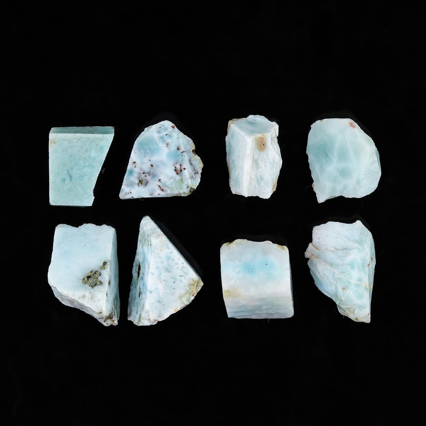 ColouredRocks 50 carats Blue Larimar Pectolite Crystals, Raw Stones, Rough Gemstones, Jewelry Making Supply, Cabbing, Polishing, Cutting, DIY, Crafts (8pcs) (8-12mm)