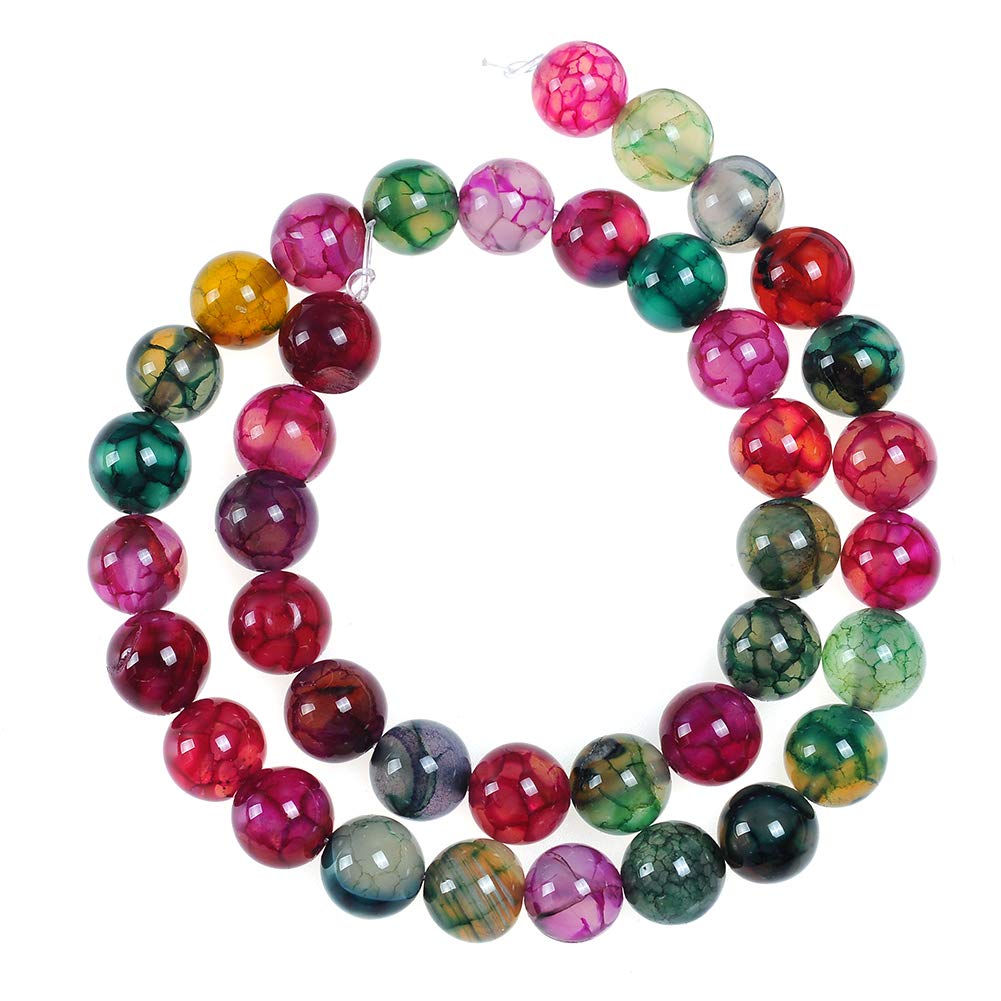 Stone Beads 12mm Multi-Color Tourmaline Gemstone Round Loose Beads Crystal Energy Stone Healing Power for Jewelry Making DIY,1 Strand 15"