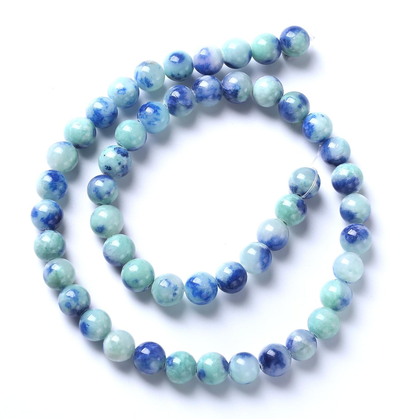 10MM 38PCS Peacock Blue Persian Jade Spacer Loose Beads for Jewelry Making DIY Bracelet Necklace