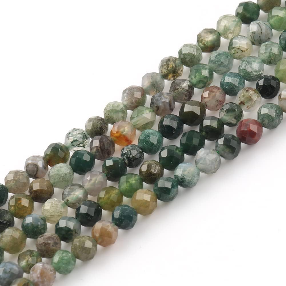Song Xi 180pcs 2mm Natural Indian Agate Gemstone Beads Faceted Round Loose Stone Beads for Jewelry Making