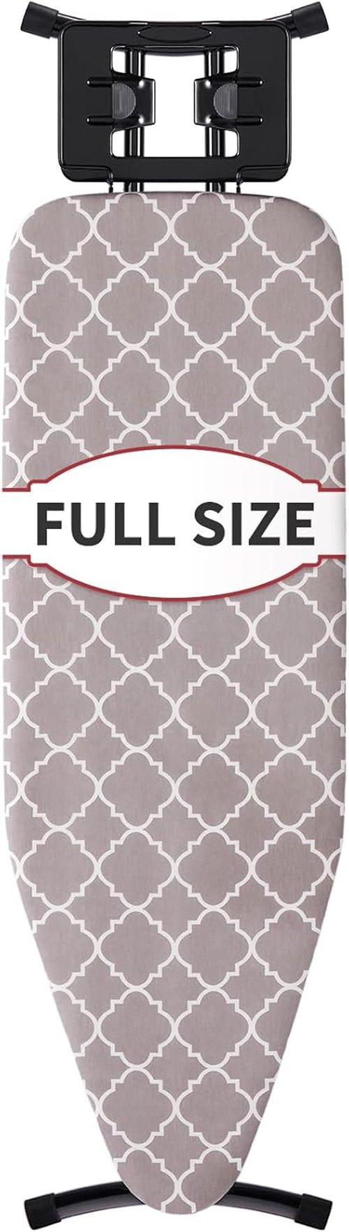 Full Size Ironing Board - 57â L x 15â W | Sturdy & Adjustable with Heat Resistant Cover - Black Gray