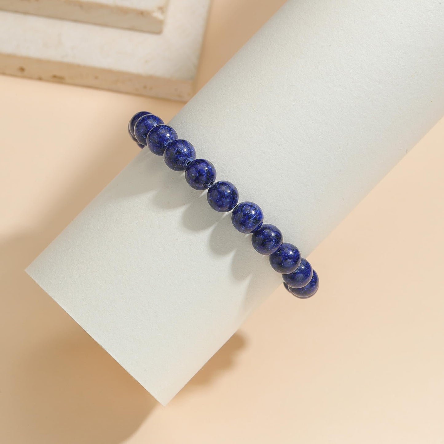 Udolfly Womens Crystal Beaded Bracelets for Women Men Protective Energy Bracelet Natural Gemstone Bead Bracelet 8mm Lapis