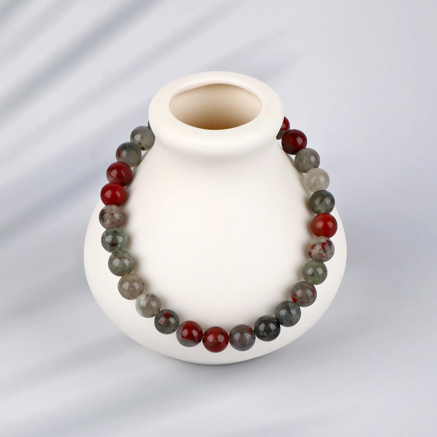LPBeads Handmade Natural Gemstone Stretch Elastic 6mm African Bloodstone Bracelet Healing Crystal Round Stone Beads Jewelry Gifts for Women Men