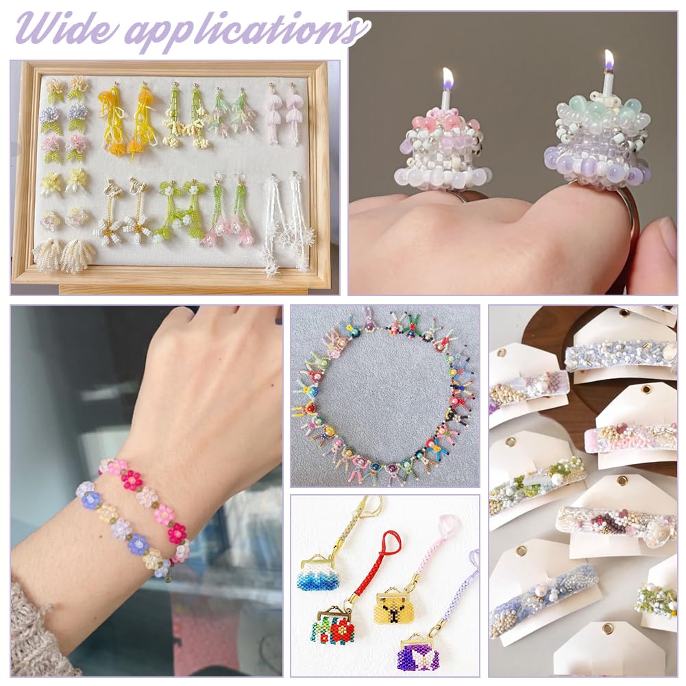 PH PandaHall 2104pcs 8 Candy Colors Seed Beads 3mm Frosted Glass Transparent Round Bead Mini Spacer Beads Kit Waist Bead for Earring Bracelet Necklace Key Chain Crafts Jewelry Making