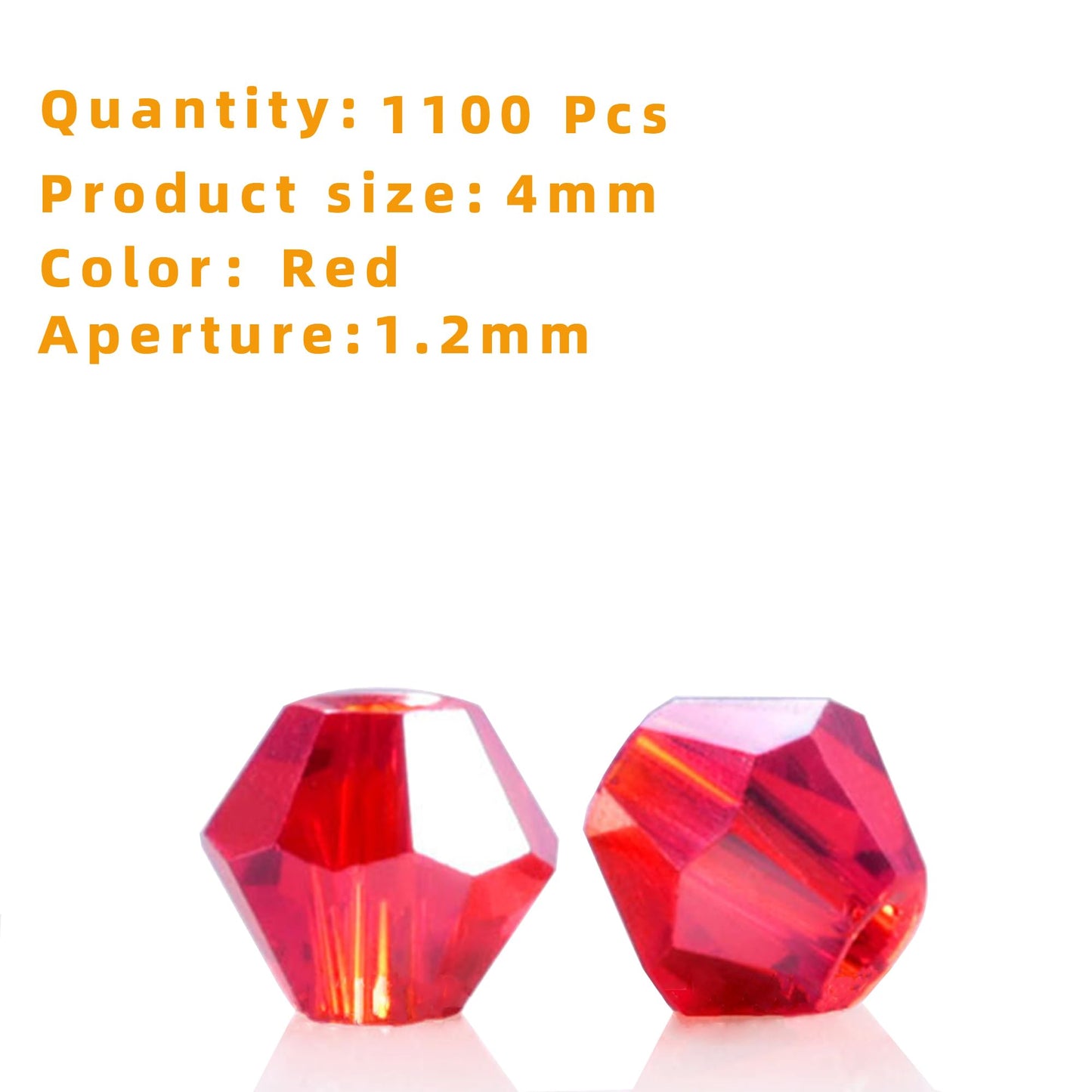 Laopottbeads 1100pcs Red 4mm Bicone Crystal Beads for Jewelry Making β Faceted Glass Beads for DIY Bracelets, Necklaces, Earrings, Suncatchers, Crafts, and Loc Sprinkles
