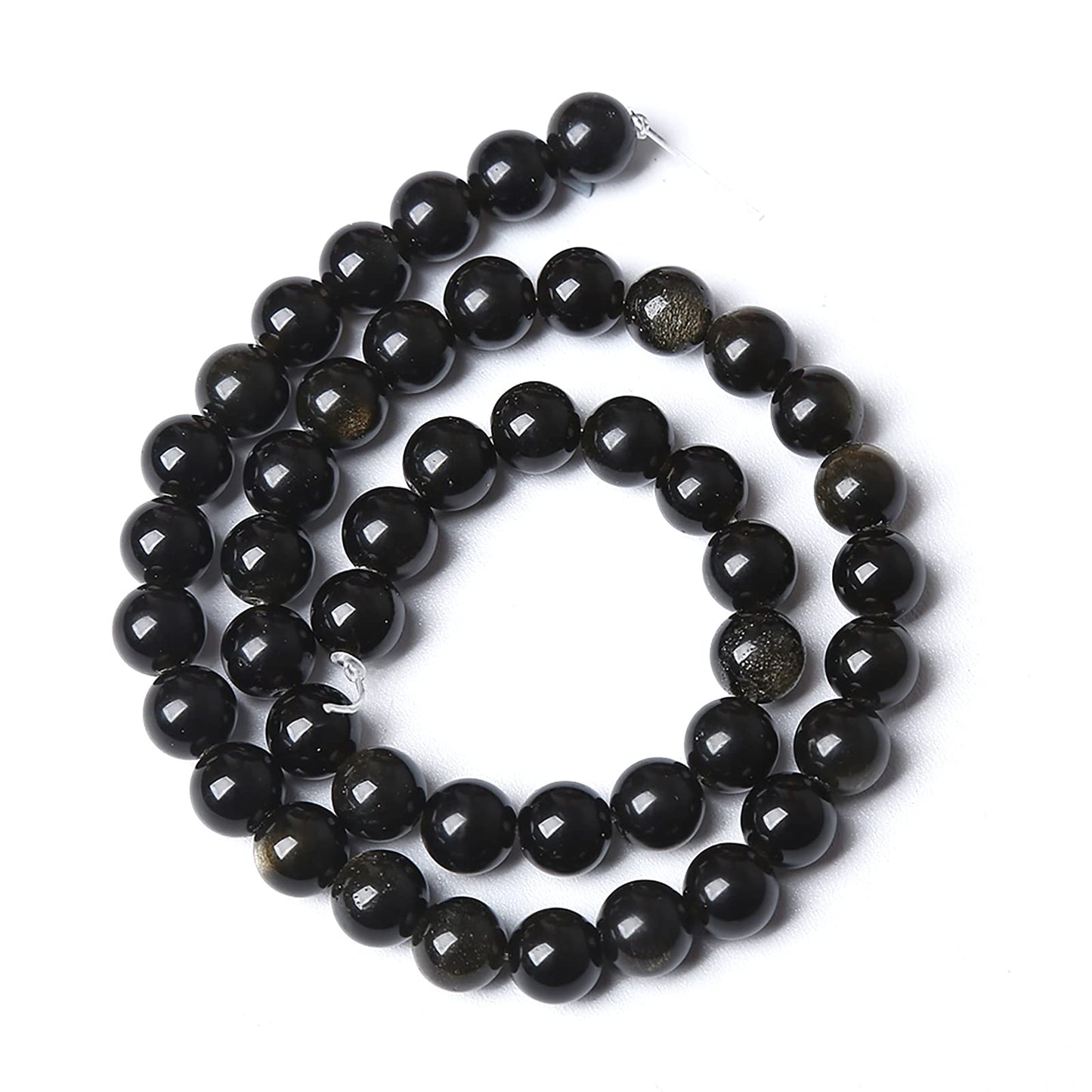 8MM 46PCS Natural Stone Golden Obsidian Loose Spacer Beads for Jewelry Making DIY Bracelet