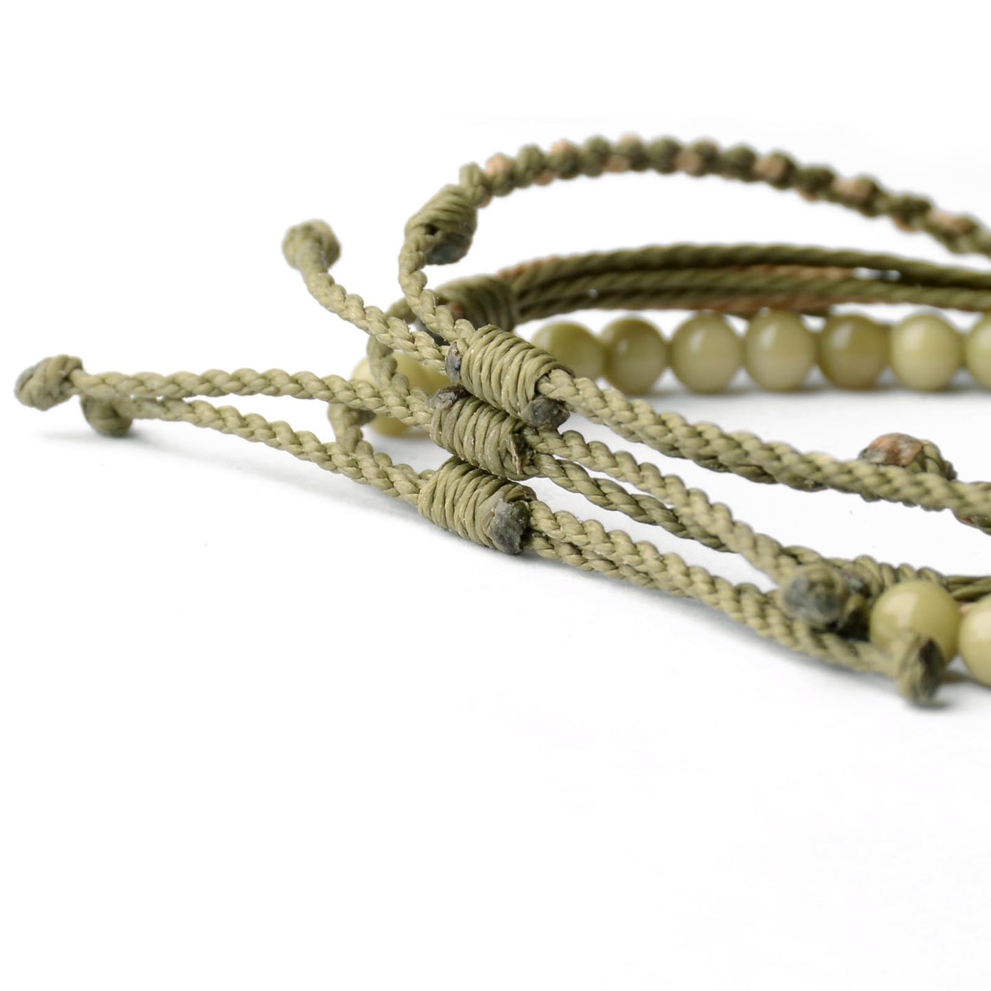 Handmade Natural Stone Beaded Healing Bracelet Gift for Men Adjustable Rope String Bracelet (Alxa Agate/Avocado, Adjustable)