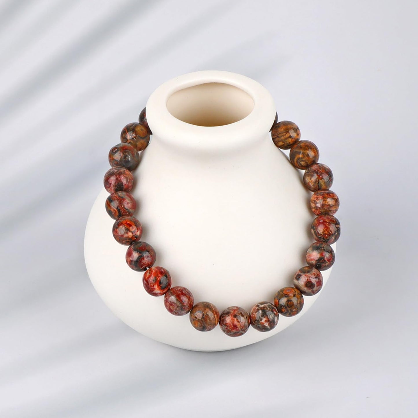 LPBeads Handmade Natural Gemstone Stretch Elastic 8mm Leopard Jasper Bracelet Healing Crystal Round Stone Beads Jewelry Gifts for Women Men
