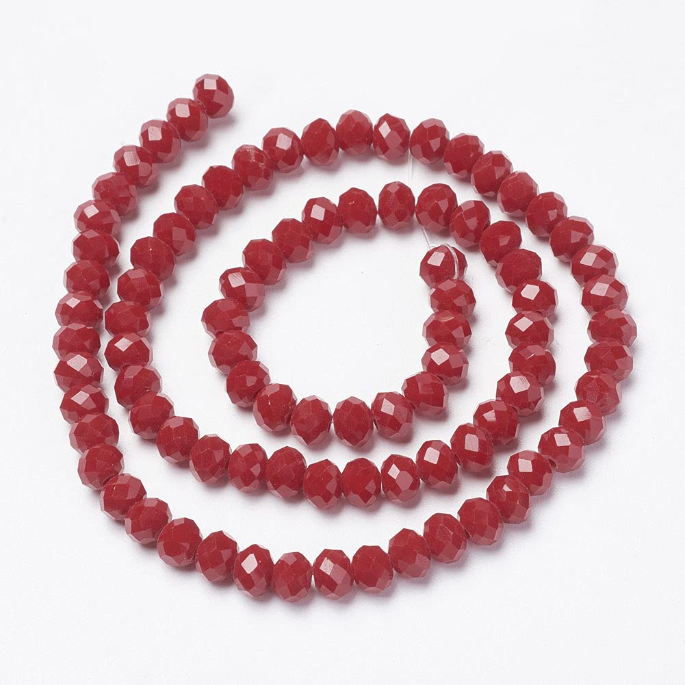 Elecrelive 620Pcs 8mm Glass Crystal Beads FireBrick Faceted Rondelle Beads Briolette Tiny Loose Crystal for Bracelets Earring Jewelry Making