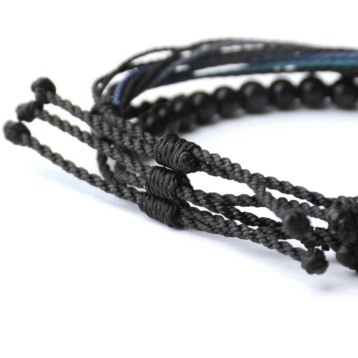 Handmade Natural Stone Beaded Healing Bracelet Gift for Men Adjustable Rope String Bracelet (Tiger Eye(Black), Adjustable)