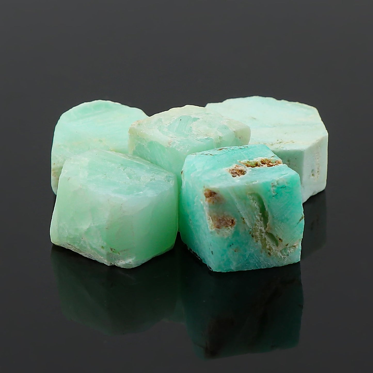 CRYSTALINES 5pcs Wholesale Nartural Raw Peru Sku Blue Opal Gemstone, Untreated Rough Stone, Bulk Loose Supplies for DIY Crafts-Jewelry Making, Healing Crystals, Wire Wrapping, Gem Collection