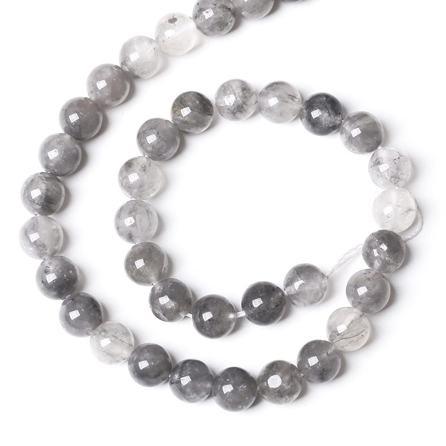 8MM 45PCS Natural Stone Cloudy Quartz Crystal Beads for Jewelry Making DIY Bracelet 1 Strand