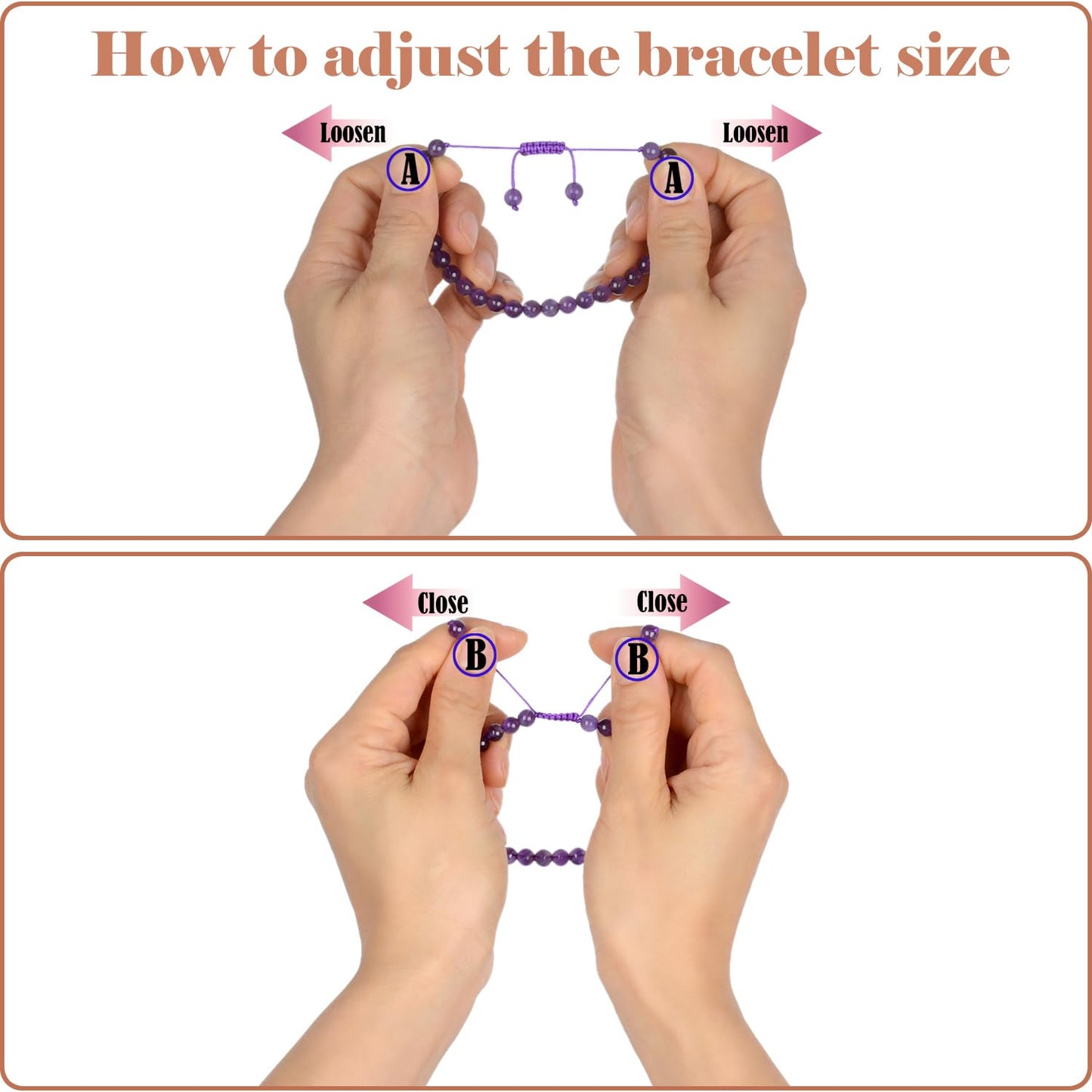 LPBeads 6mm Pink Black Rhodonite Bracelet with Handmade Rope Bracelet Size Adjustable Natural Stone Crystal Healing Bracelets Gifts for Unisex Adults