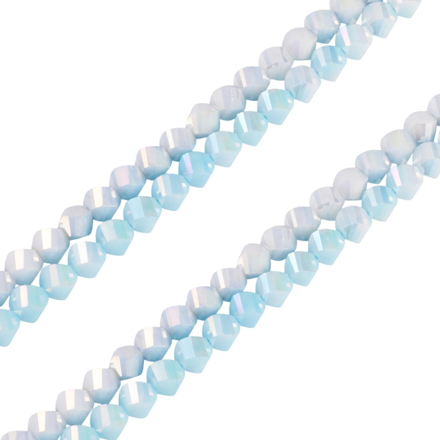 Elecrelive 100Pcs Blue Faceted Glass Beads Twist Crystal Beads Two Tone Imitation Jade Gems for Bracelet Necklace Jewelry Making