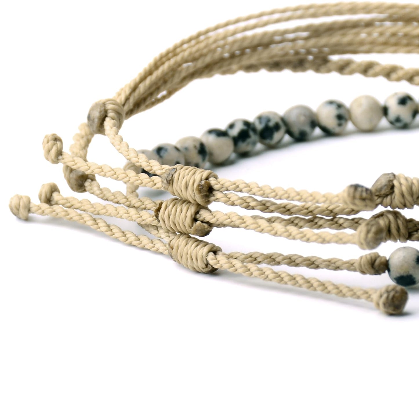 Handmade Natural Stone Beaded Healing Bracelet Gift for Men Adjustable Rope String Bracelet (Dalmatian Stone, Adjustable)