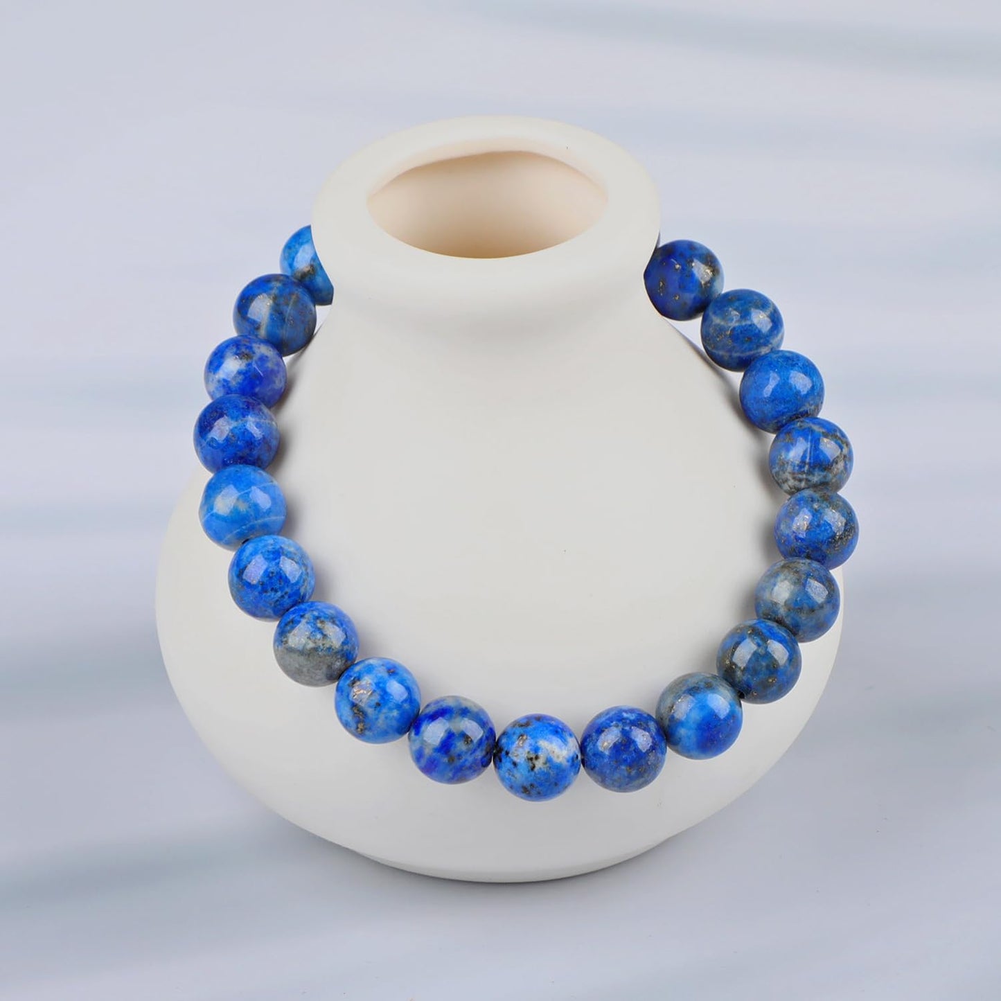 LPBeads Handmade Natural Gemstone Stretch Elastic 8mm Lapis Lazuli Bracelet Healing Crystal Round Stone Beads Jewelry Gifts for Women Men