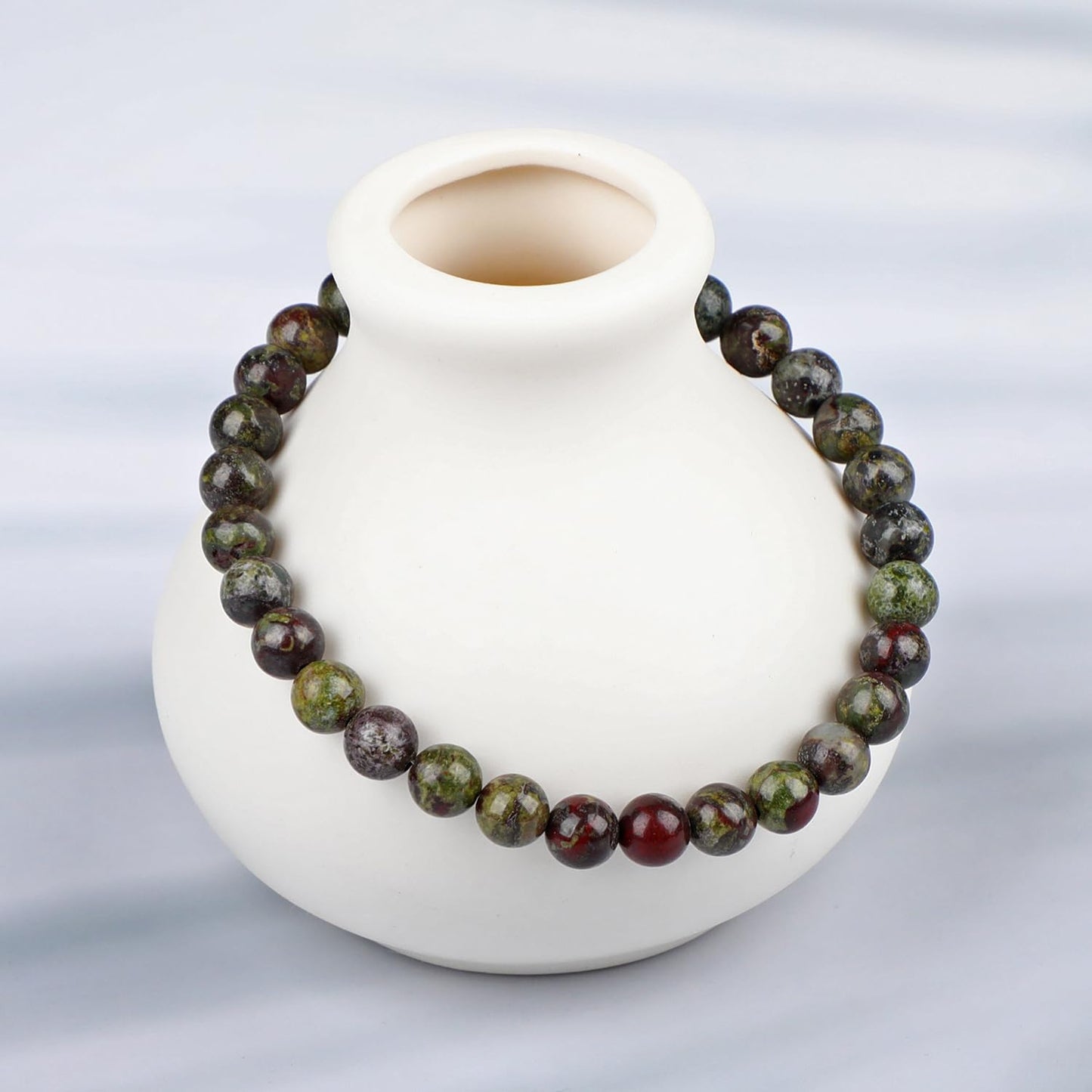LPBeads Handmade Natural Gemstone Stretch Elastic 6mm Dragon Bloodstone Bracelet Healing Crystal Round Stone Beads Jewelry Gifts for Women Men