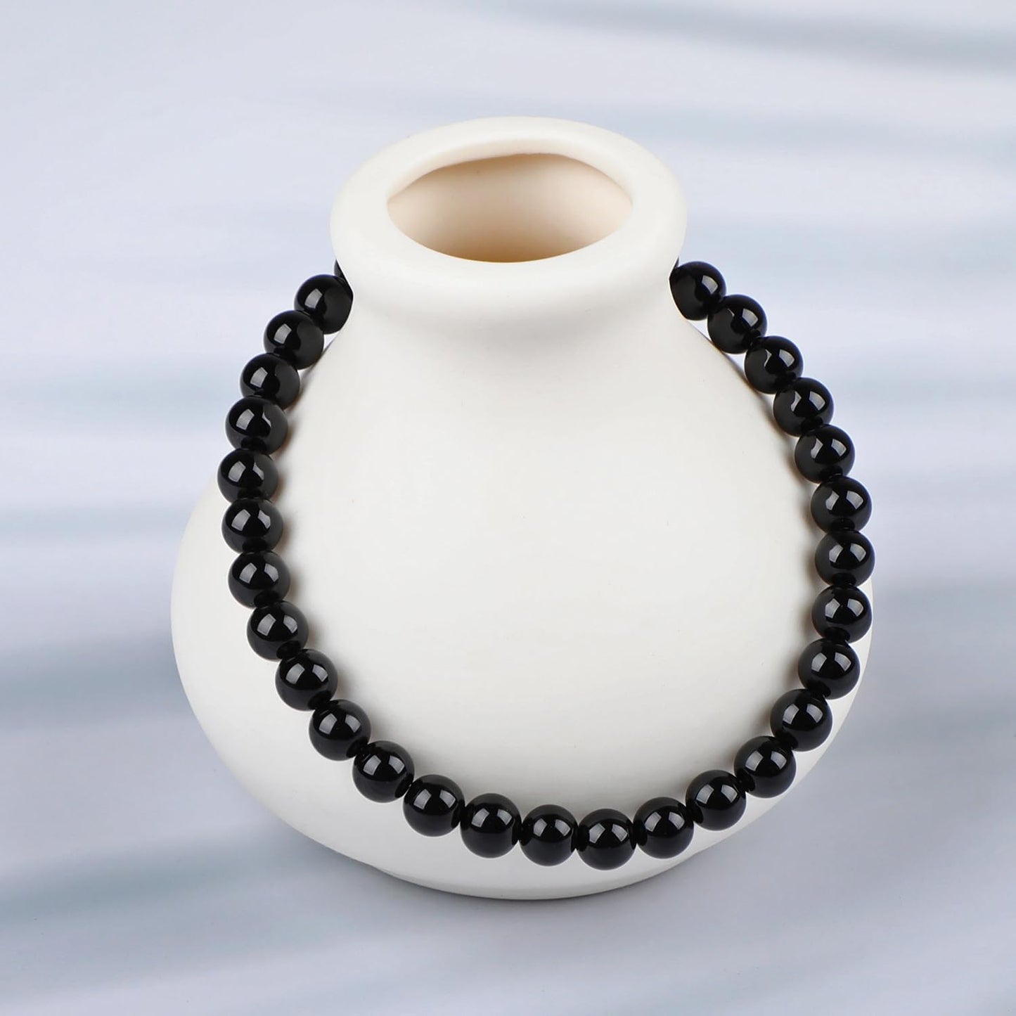 LPBeads Handmade Natural Gemstone Stretch Elastic 6m Black Onyx Bracelet Healing Crystal Round Stone Beads Jewelry Gifts for Women Men