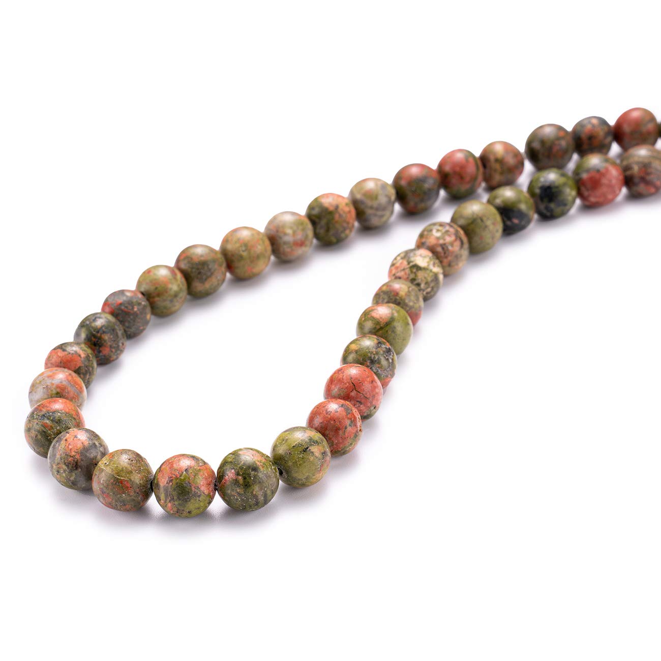 BEADIA Natural Unakite Stone Round Loose Semi Gemstone Beads for Jewelry Making 10MM 38PCS