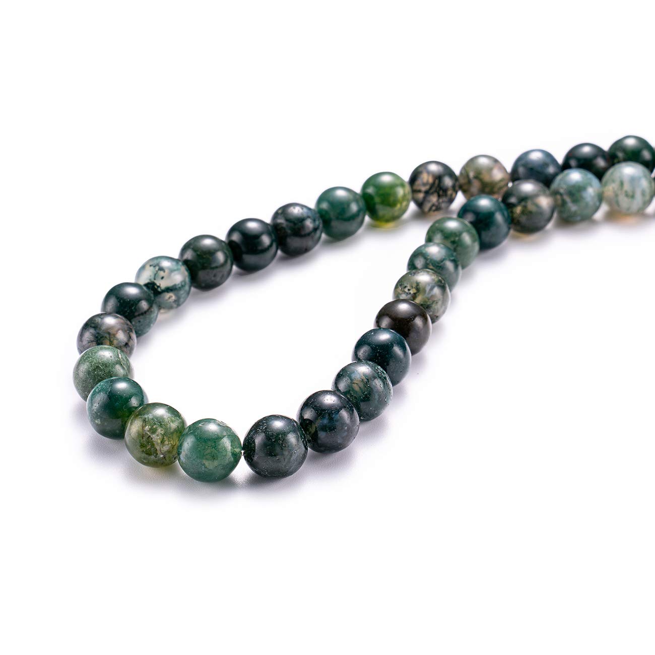 BEADIA Natural Moss Agate Stone Round Loose Semi Gemstone Beads for Jewelry Making 10MM 38PCS