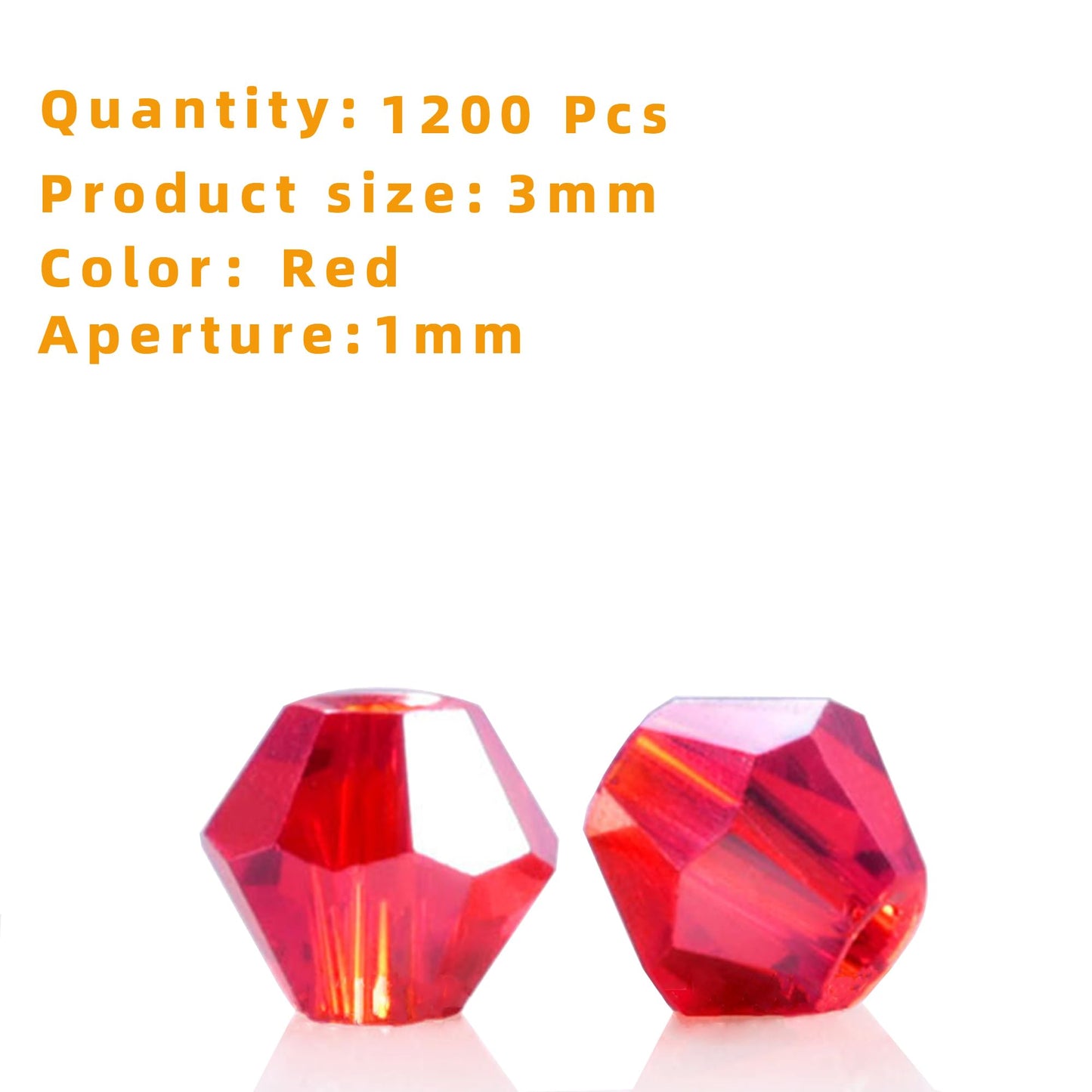 Laopottbeads 1200pcs Red 3mm Bicone Crystal Beads for Jewelry Making β Faceted Glass Beads for DIY Bracelets, Necklaces, Earrings, Suncatchers, Crafts, and Loc Sprinkles