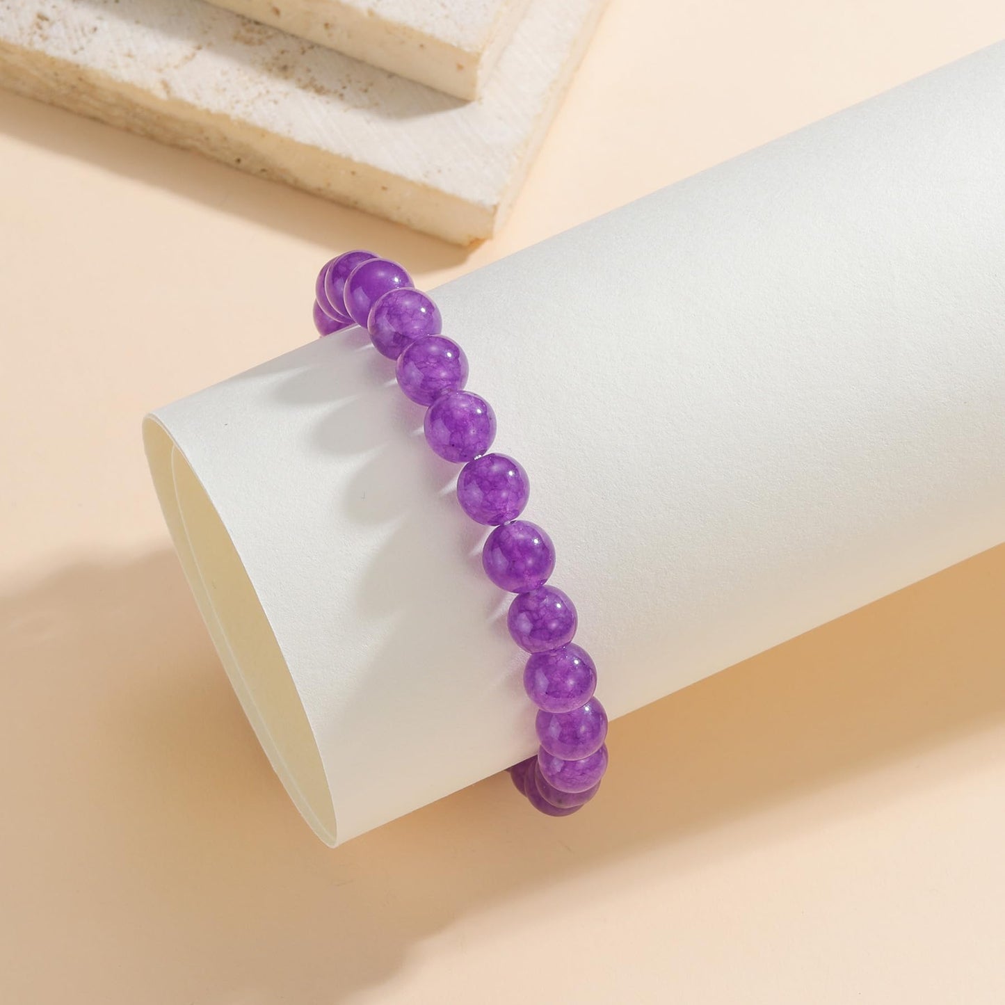 Udolfly Womens Crystal Beaded Bracelets for Women Men Protective Energy Bracelet Natural Gemstone Bead Bracelet 6mm Amethyst