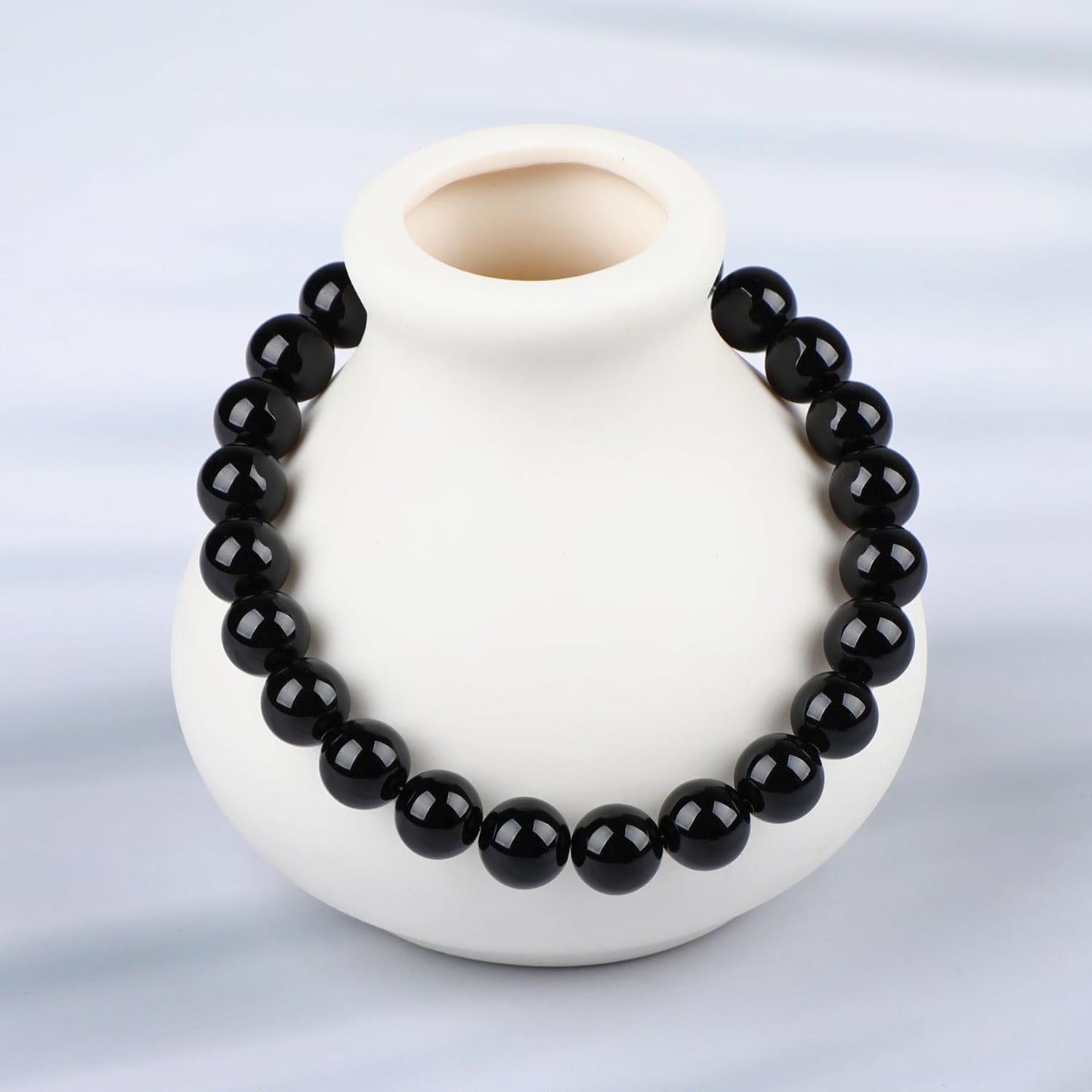 LPBeads Handmade Natural Gemstone Stretch Elastic 8m Black Onyx Bracelet Healing Crystal Round Stone Beads Jewelry Gifts for Women Men