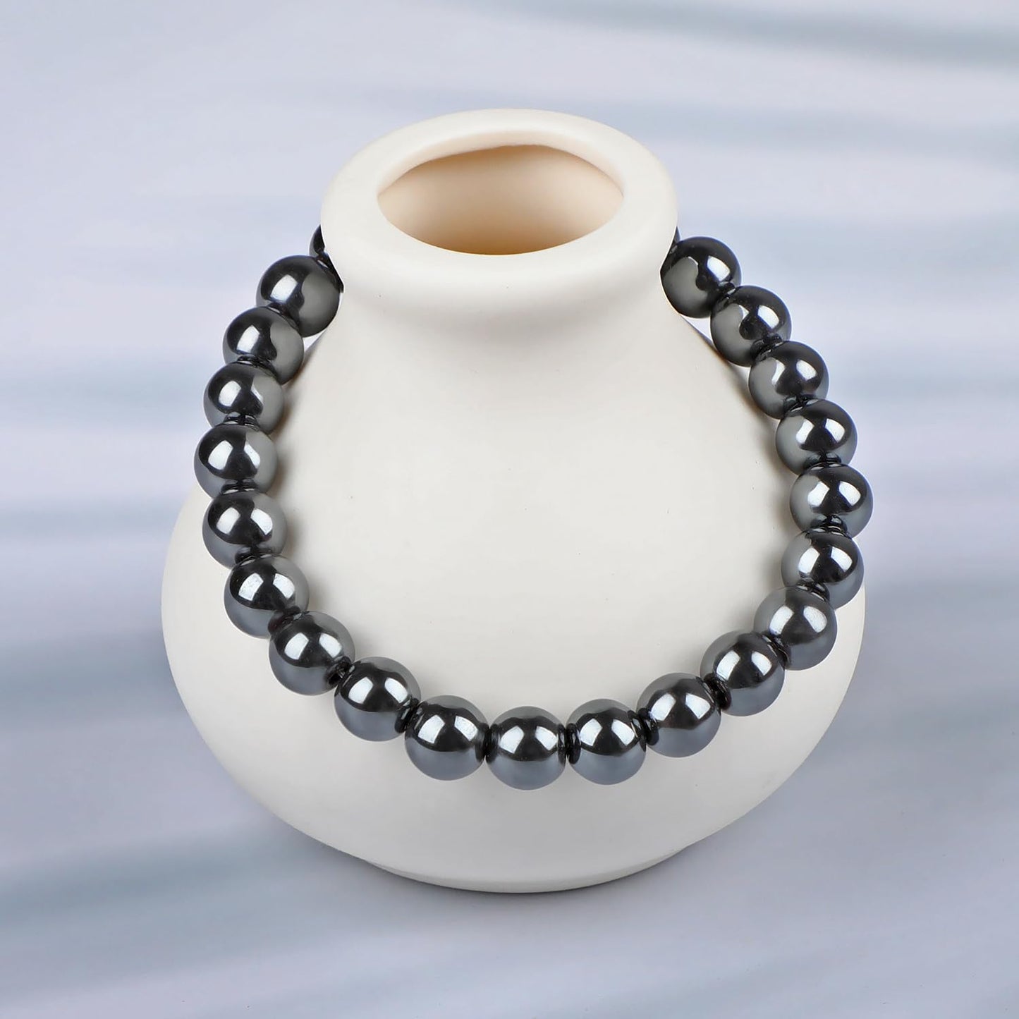 LPBeads Handmade Natural Gemstone Stretch Elastic 8mm Hematite Bracelet Healing Crystal Round Stone Beads Jewelry Gifts for Women Men