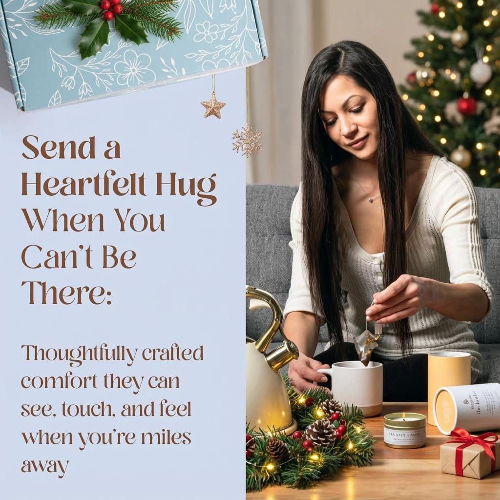 Unboxme Get Well Gift Box - USDA Organic Get Well Soon Self Care Package for Women | Fluffy Socks, Mug, Lemon & Ginger Tea Set, Sea Salt, Sage Scented Candle, Sending Hugs Card | Feel Better Basket