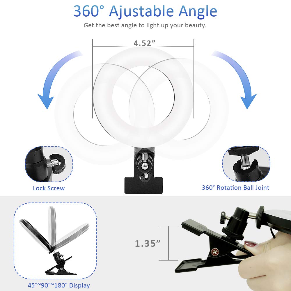 Cyezcor Video Conference Lighting Kit, Ring Light for Monitor Clip On,for Remote Working, Distance Learning,Zoom Call, Self Broadcasting and Live Streaming, Computer Laptop Video Conferencing