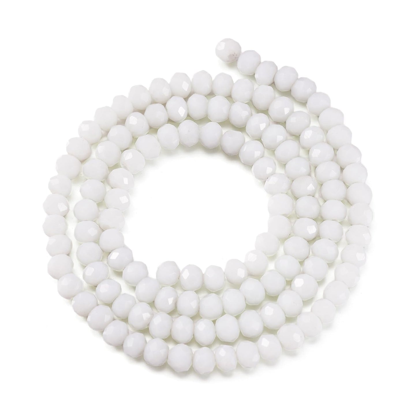 Elecrelive 1100Pcs 4mm White Glass Beads Rondelle Faceted Crystal Glass Beads Tiny Loose Crystals 10 Strands for Bracelets Necklace Earring Jewelry Making