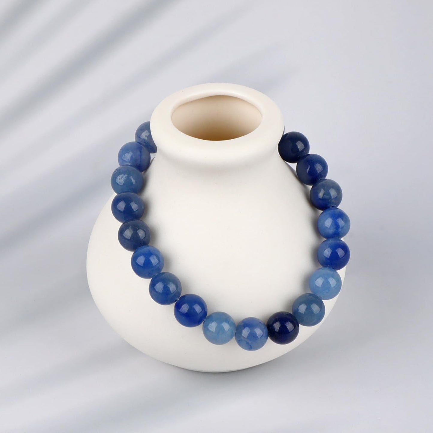 LPBeads Handmade Natural Gemstone Stretch Elastic 8mm Blue Aventurine Bracelet Healing Crystal Round Stone Beads Jewelry Gifts for Women Men