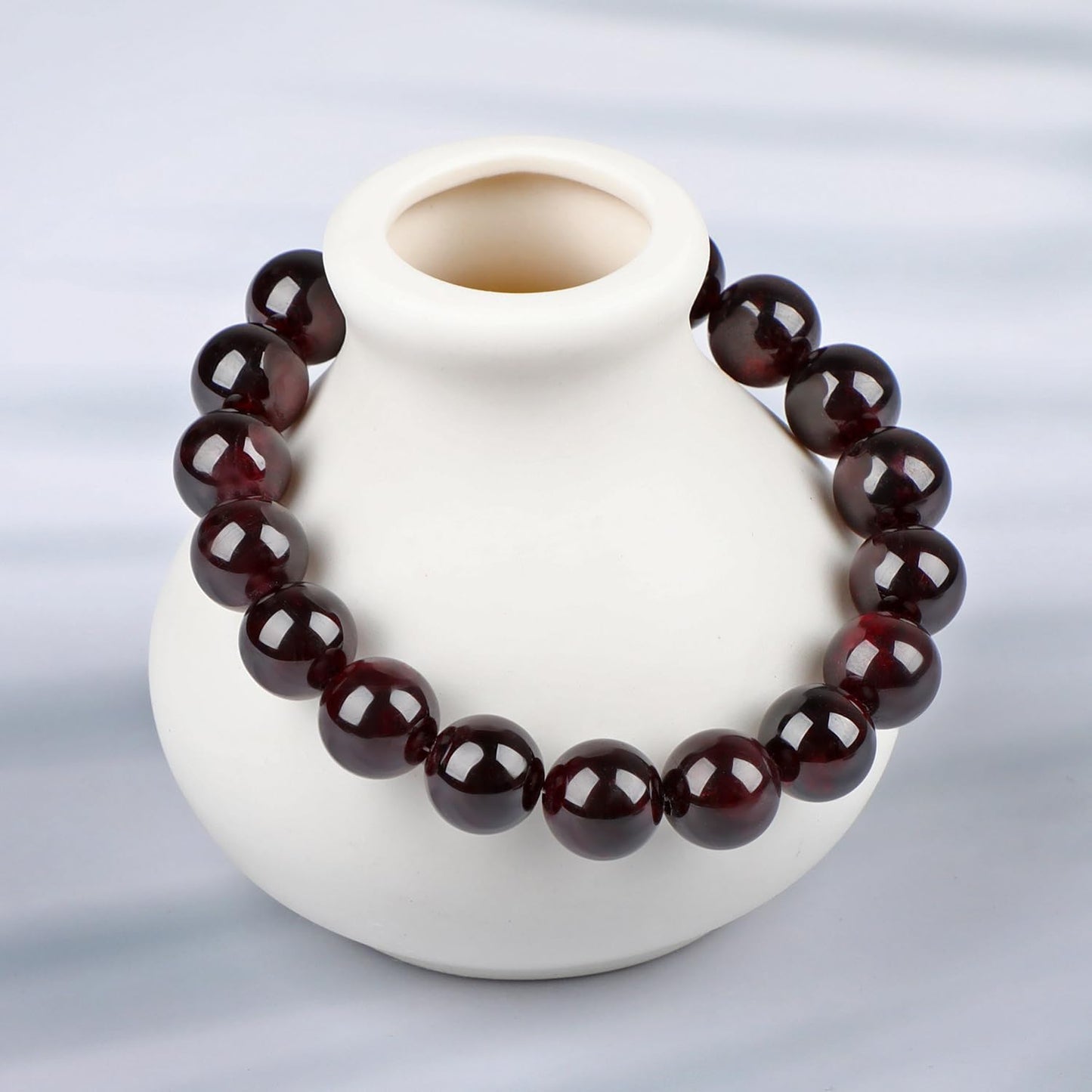 LPBeads Handmade Natural Gemstone Stretch Elastic 10mm Garnet Bracelet Healing Crystal Round Stone Beads Jewelry Gifts for Women Men