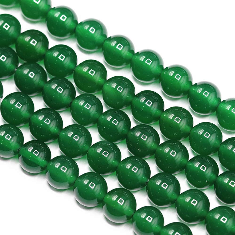 PLTbeads Gorgeous Green Agate Natural Gemstone Loose Beads 8mm Smooth Round Approxi 15 inch DIY Bracelet Necklace for Jewelry Making