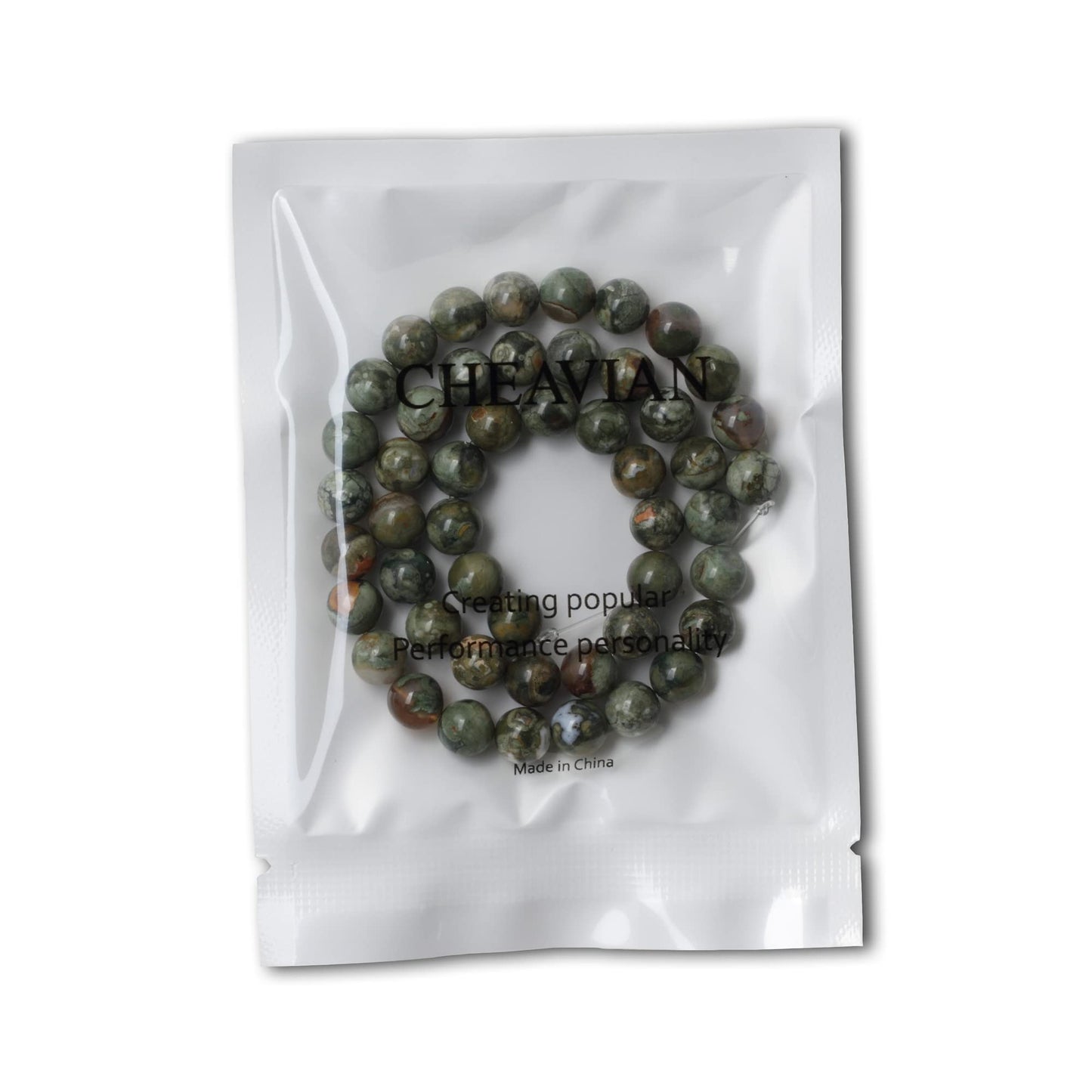 CHEAVIAN 45PCS 8mm Natural Aust Rhyolite Stone Gemstone Round Loose Beads for Jewelry Making 1 Strand 15"