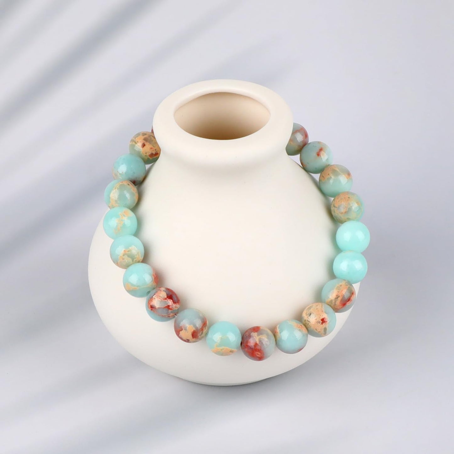 LPBeads Handmade Natural Gemstone Stretch Elastic 8mm Imperial Jasper Bracelet Healing Crystal Round Stone Beads Jewelry Gifts for Women Men