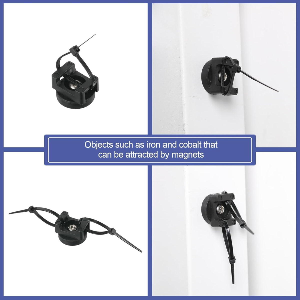 Yookeer Magnetic Zip Tie Mount Base Black Magnetic Cable Clips Wire Holder Multipurpose Cable Ties Management Base