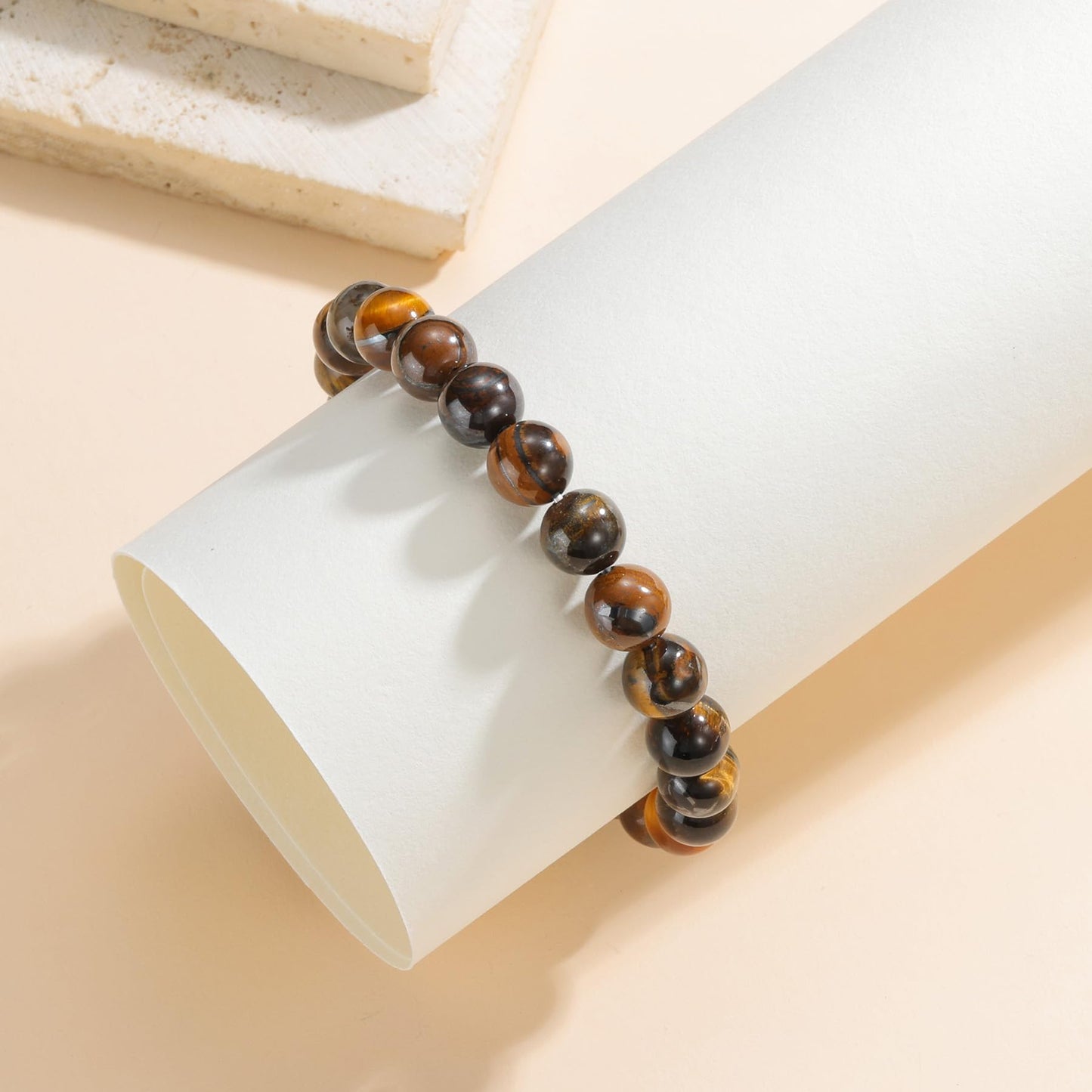 Udolfly Womens Crystal Beaded Bracelets for Women Men Protective Energy Bracelet Natural Gemstone Bead Bracelet 4mm Tiger Eye