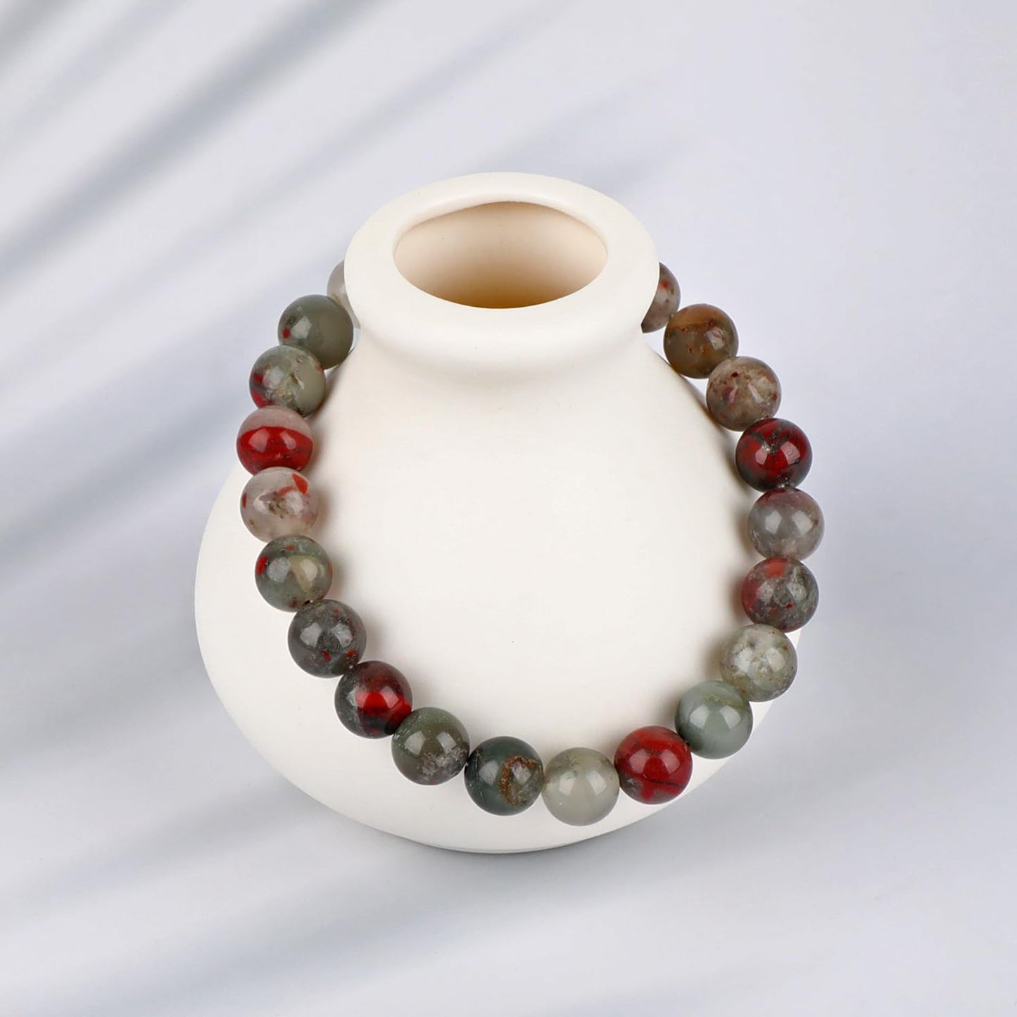 LPBeads Handmade Natural Gemstone Stretch Elastic 8mm African Bloodstone Bracelet Healing Crystal Round Stone Beads Jewelry Gifts for Women Men